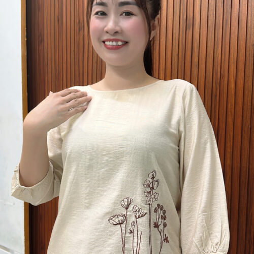 Áo Trung Niên Thêu Hoa